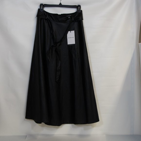 Who What Wear Black Faux Belted Leather Maxi Skirt - Picture 3 of 3
